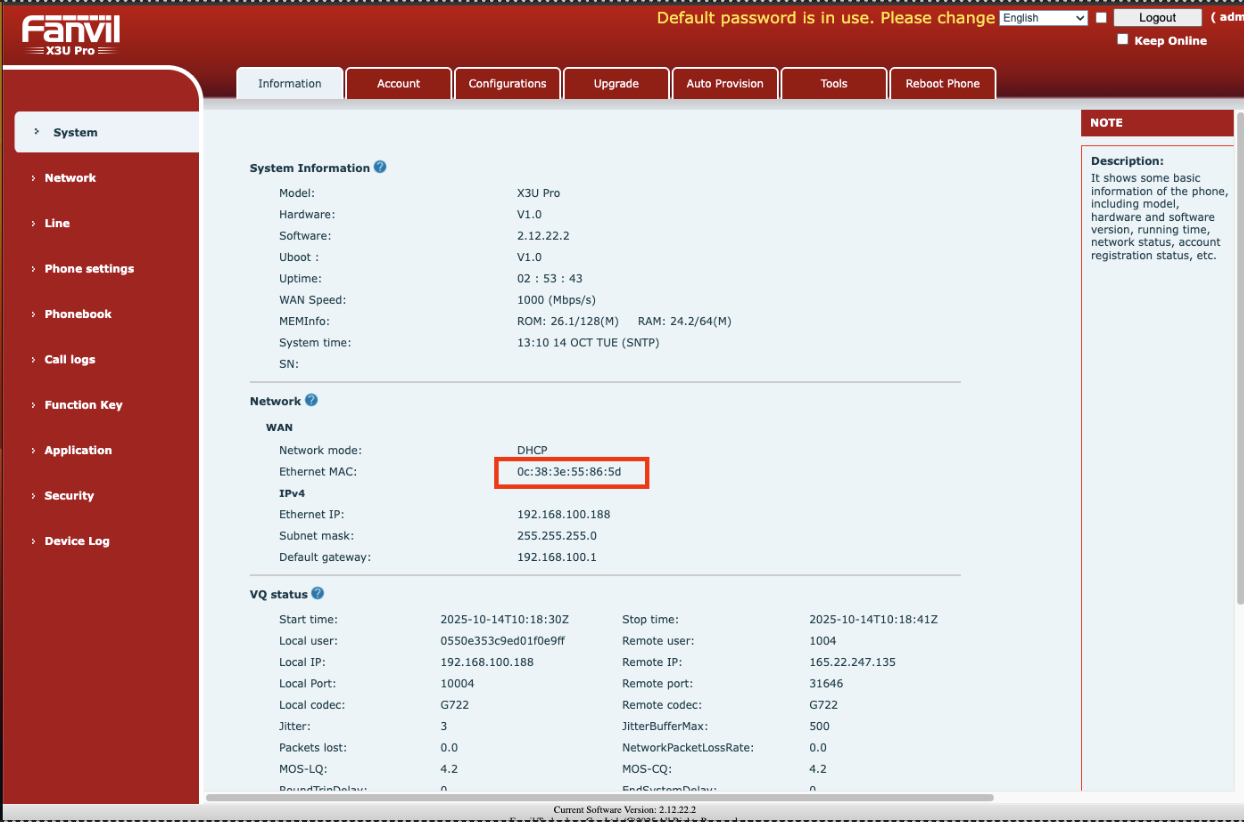 Obtain the phone's MAC address